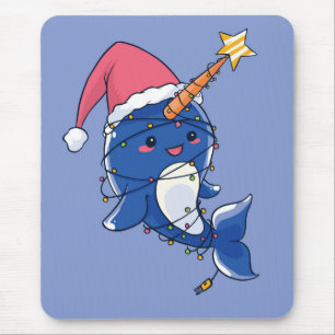 Christmas Narwhale Mouse Mat
