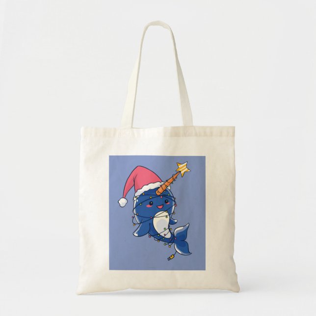 Christmas Narwhale Tote Bag (Front)