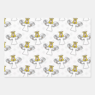 Christmas Nativity Angel Pattern Wrapping Paper Sheet