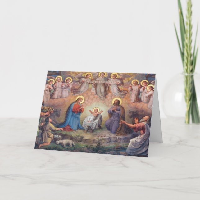 Christmas Nativity Angels Holy Family Shepherds Card (Front)