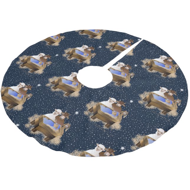 Christmas Nativity Baby Jesus Brushed Polyester Tree Skirt (Angled)
