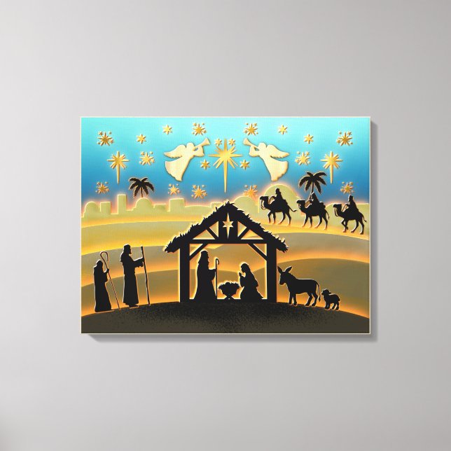 Christmas Nativity Baby Jesus in Manger Scene Canvas Print (Front)