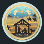 Christmas Nativity Baby Jesus in Manger Scene Classic Round Sticker<br><div class="desc">I designing Merry Christmas, Baby Jesus Nativity Scene illustrations. With great joy and attention to detail, The Nativity scene, ensuring that each element contributes to the overall message of hope, love, and celebration. From the humble stable and the manger where baby Jesus lay, to the adoring figures of Mary and...</div>