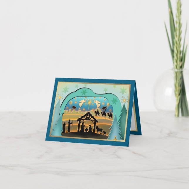 Christmas Nativity Baby Jesus in Manger Scene Holiday Card (Front)