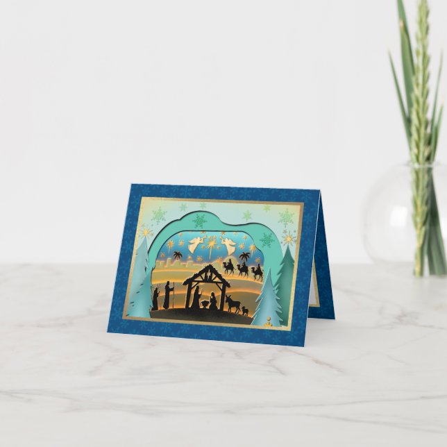 Christmas Nativity Baby Jesus in Manger Scene Holiday Card (Front)