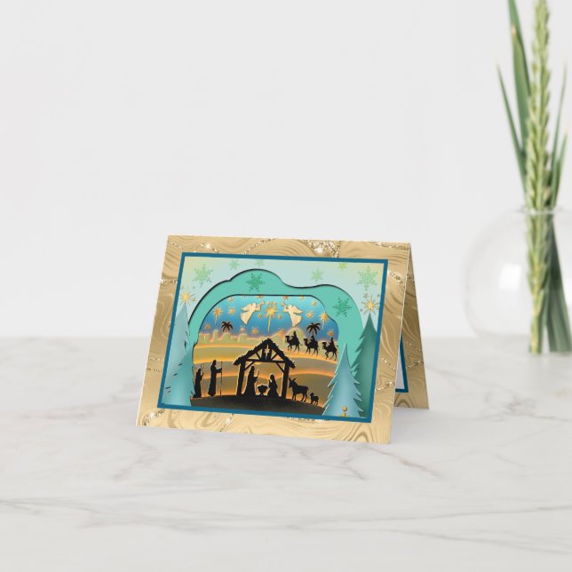 Christmas Nativity Baby Jesus in Manger Scene Holiday Card (Front)