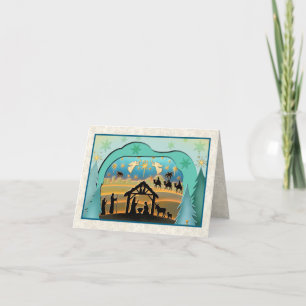 Christmas Nativity Baby Jesus in Manger Scene Holiday Card