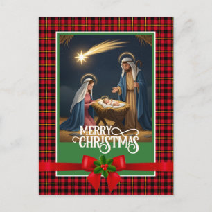 Christmas Nativity Baby Jesus in Manger Scene Holiday Postcard