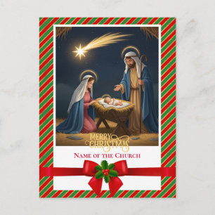 Christmas Nativity Baby Jesus in Manger Scene Holiday Postcard