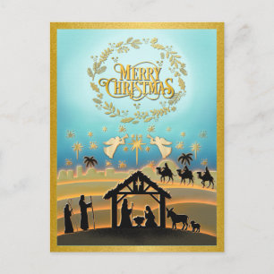 Christmas Nativity Baby Jesus in Manger Scene Holiday Postcard