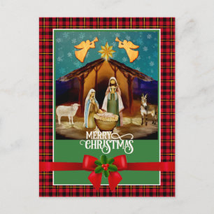 Christmas Nativity Baby Jesus in Manger Scene Holiday Postcard