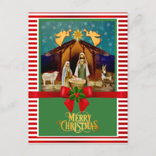 Christmas Nativity Baby Jesus in Manger Scene Holiday Postcard