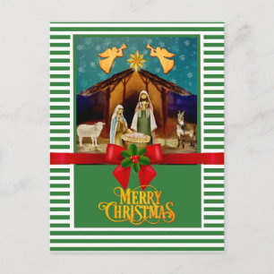 Christmas Nativity Baby Jesus in Manger Scene Holiday Postcard