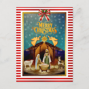 Christmas Nativity Baby Jesus in Manger Scene Holiday Postcard