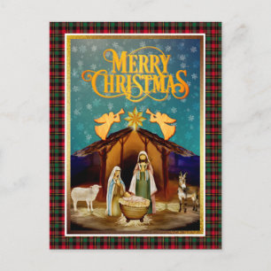 Christmas Nativity Baby Jesus in Manger Scene Holiday Postcard
