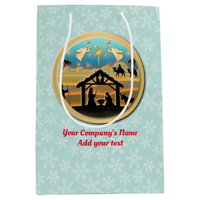 Christmas Nativity Baby Jesus in Manger Scene Medium Gift Bag (Front)