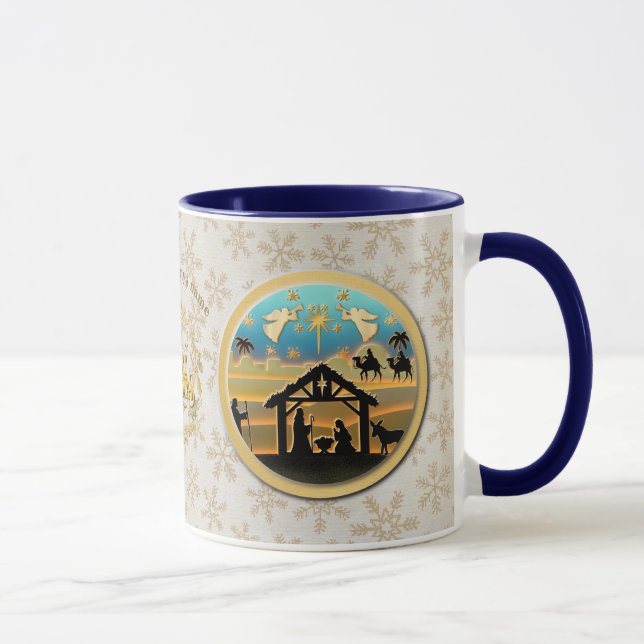 Christmas Nativity Baby Jesus in Manger Scene Mug (Right)