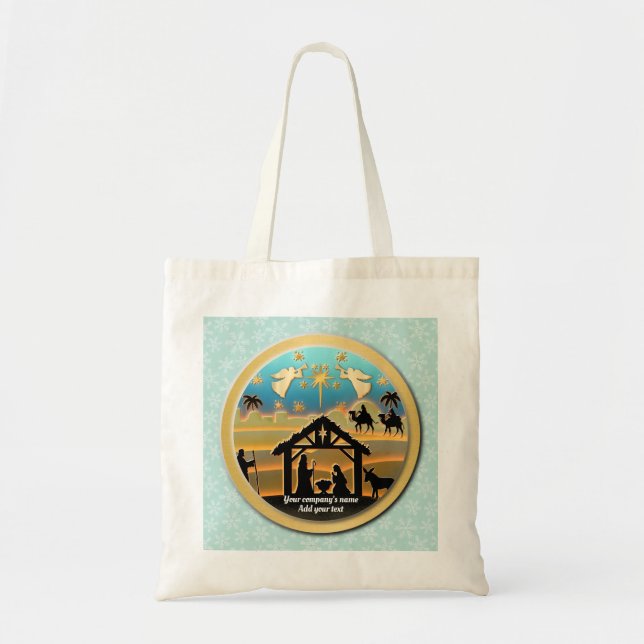 Christmas Nativity Baby Jesus in Manger Scene Tote Bag (Front)