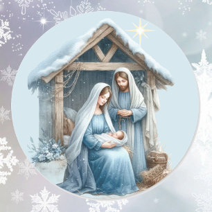 Christmas Nativity Baby Jesus Winter Holiday Classic Round Sticker
