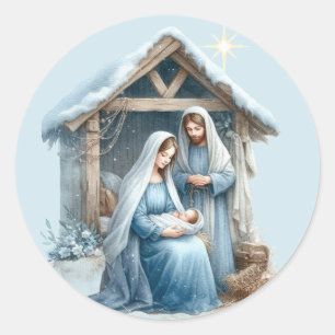 Christmas Nativity Baby Jesus Winter Holiday Classic Round Sticker