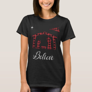 Christmas Nativity Believe Jesus Birth Buffalo Pla T-Shirt