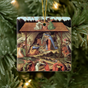 Christmas Nativity, Birth of Christ by Botticelli Ceramic Ornament
