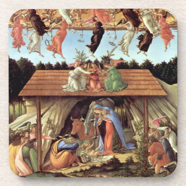 Christmas Nativity, Birth of Christ by Botticelli Coaster (Front)