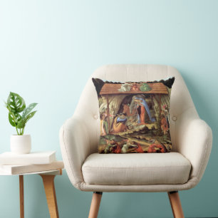 Christmas Nativity, Birth of Christ by Botticelli Cushion