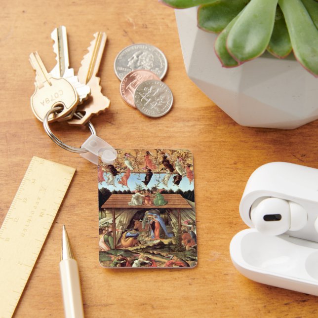 Christmas Nativity, Birth of Christ by Botticelli Key Ring (Desk)