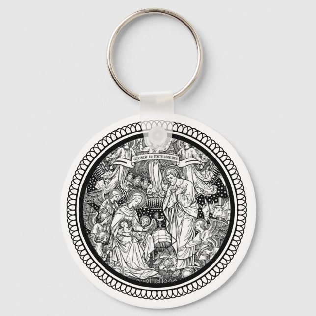 Christmas Nativity Birth of Jesus Mary Joseph Key Ring (Front)