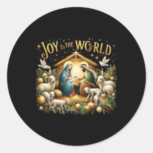Christmas Nativity Christian Birth Of Jesus Joy To Classic Round Sticker