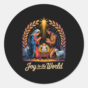 Christmas Nativity Christian Birth Of Jesus Joy To Classic Round Sticker