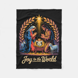 Christmas Nativity Christian Birth Of Jesus Joy To Fleece Blanket
