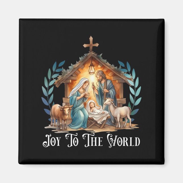 Christmas Nativity Christian Birth Of Jesus Joy To Magnet (Front)