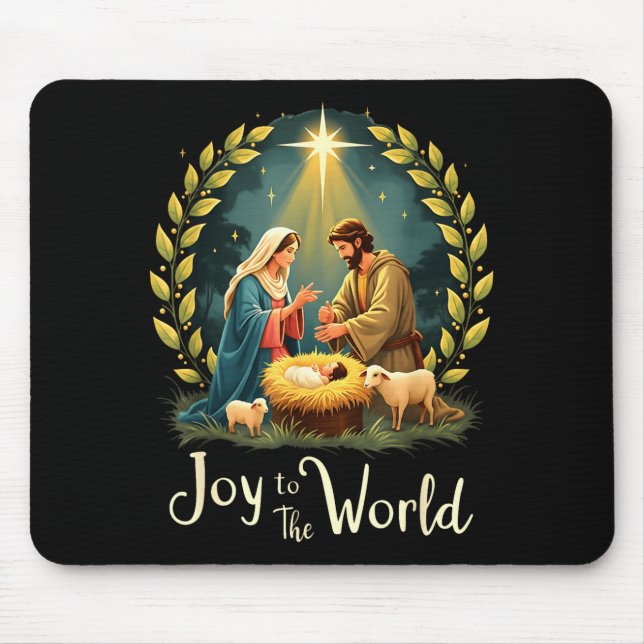 Christmas Nativity Christian Birth Of Jesus Joy To Mouse Mat (Front)