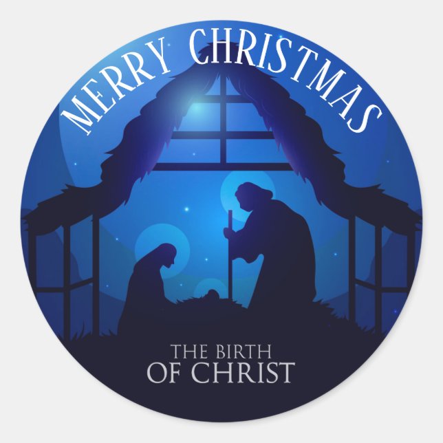 Christmas Nativity Classic Round Sticker (Front)
