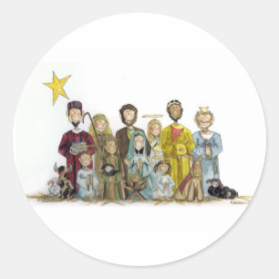 Christmas Nativity Classic Round Sticker