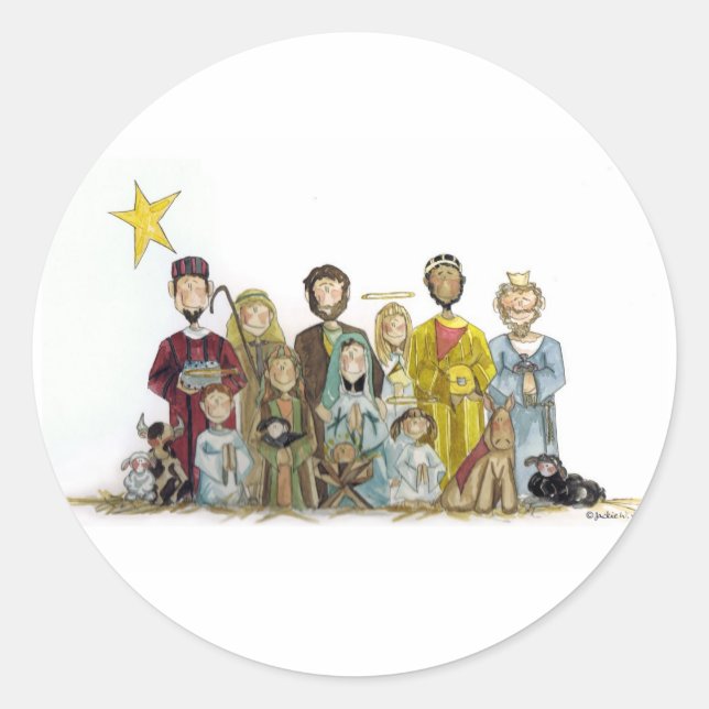 Christmas Nativity Classic Round Sticker (Front)