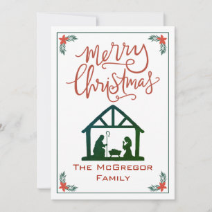Christmas Nativity Family Name Holiday Card