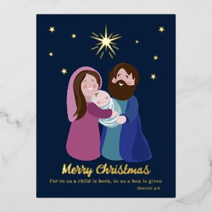 Christmas Nativity Foil Holiday Postcard