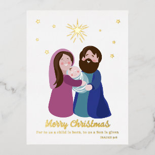 Christmas Nativity Foil Holiday Postcard