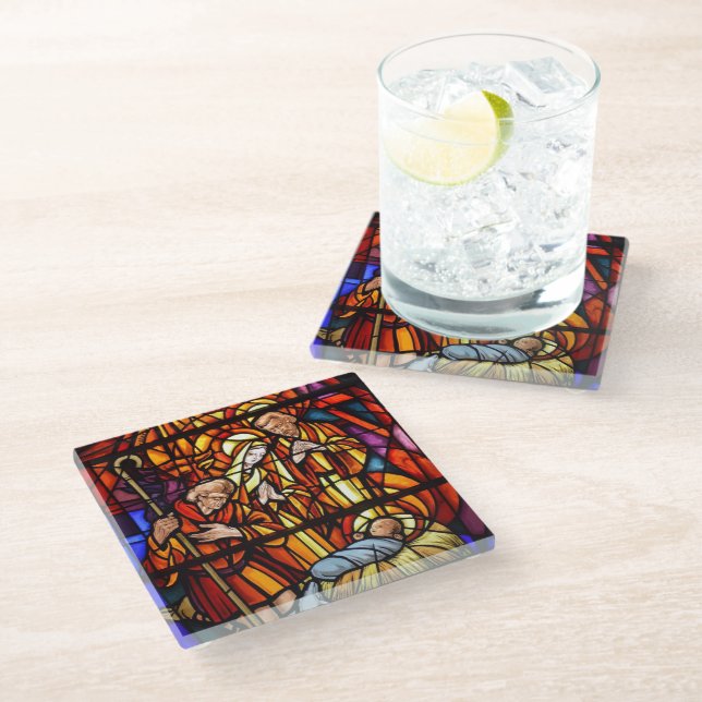 Christmas Nativity Gift Glass Coaster (Angled)