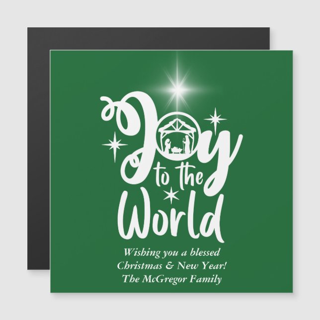 Christmas Nativity Green & White Joy to the World (Front/Back)