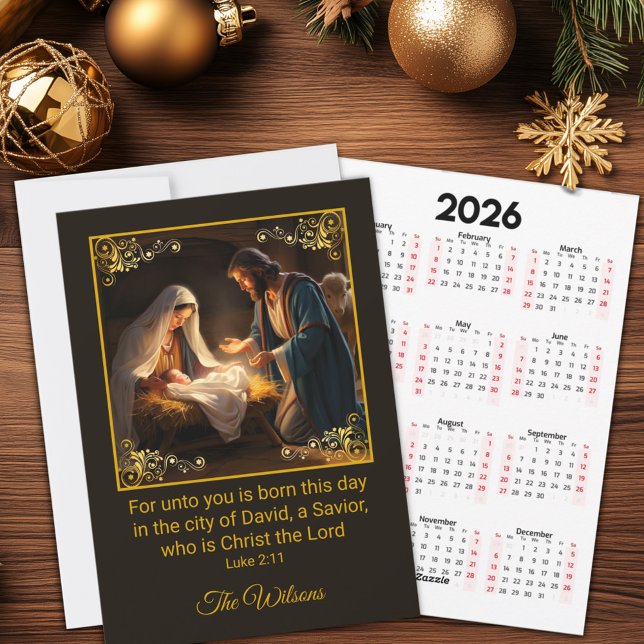 Christmas Nativity Holy Family Calendar Holiday Card (Creator Uploaded)