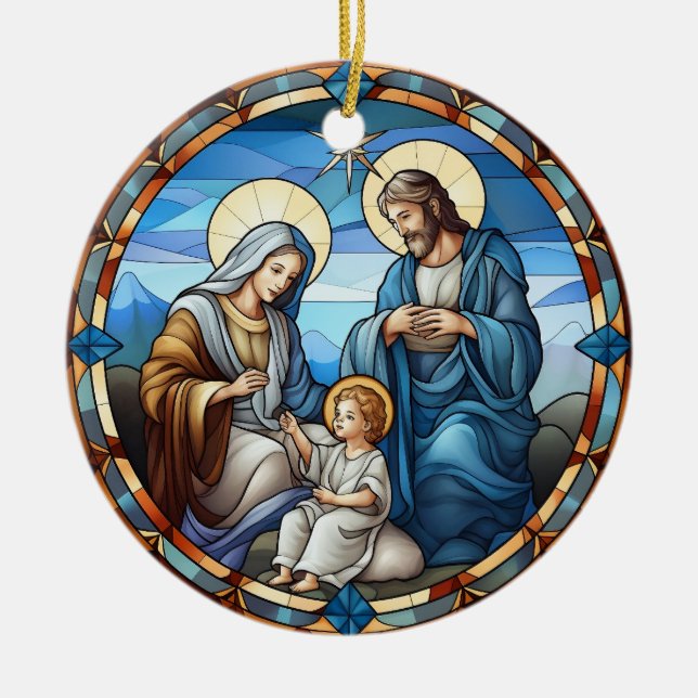 Christmas Nativity Holy Family Ceramic Tree Decoration (Front)