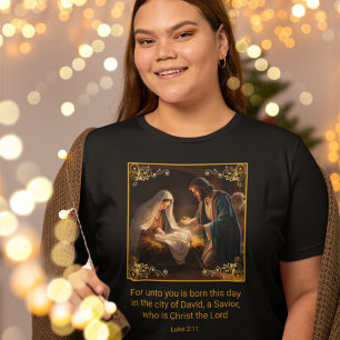 Christmas Nativity Holy Family Religious Luke 2:11 Tri-Blend Shirt