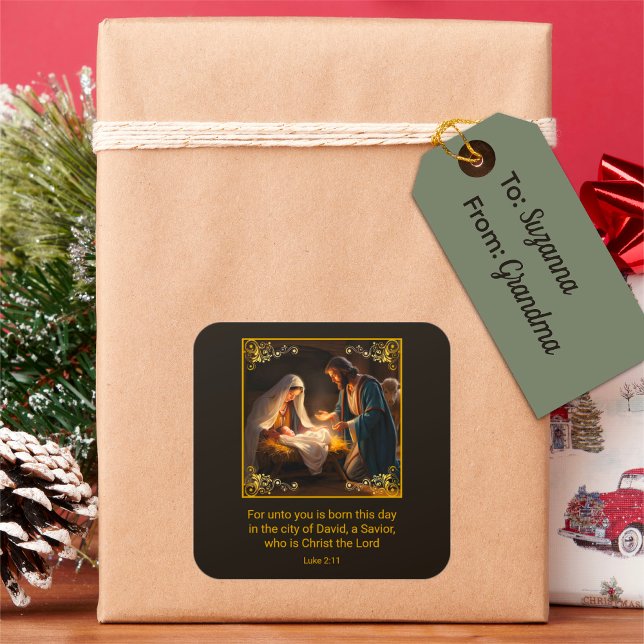 Christmas Nativity Holy Family Religious  Square Sticker (Creator Uploaded)