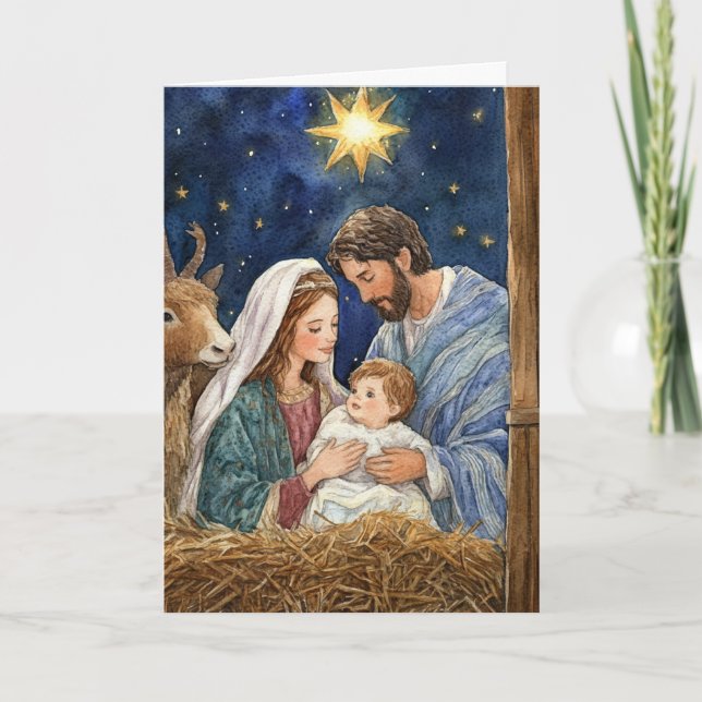 Christmas Nativity in a Stable Card (Front)