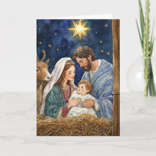 Christmas Nativity in a Stable Card