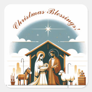Christmas Nativity in Bethlehem Square Sticker